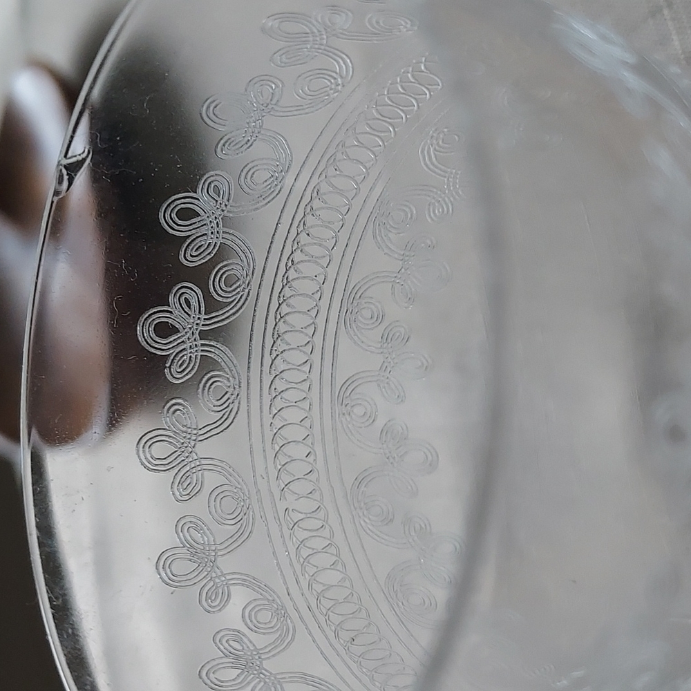 Crystal wine glasses etched scroll art deco art nouveau mcm retro - Picture 12 of 14